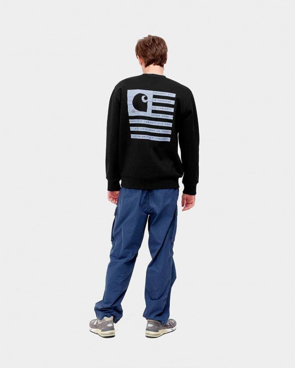 Carhartt WIP Label State Flag Sweatshirt - Black/Misty Sky Tops Sizes Medium